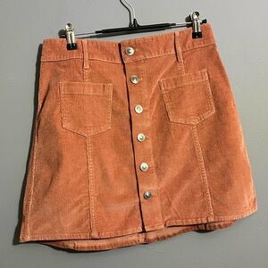 Aerie burnt Orange button front Mini Skirt size M